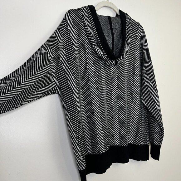 Joie Chevron Striped Hooded Hoodie Sweater Sweatshirt Plus Size Comfy Loungewear - Picture 10 of 10